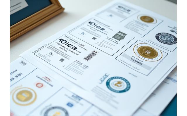 다양한 의료 위생 인증서 및 국제 기준 문서